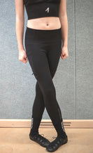 Load image into Gallery viewer, Strong Gold IrishDance Leggings, Dark Red Black, Pockets
