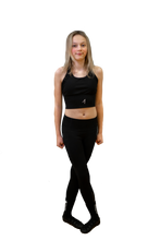 Lade das Bild in den Galerie-Viewer, Strong Gold IrishDance Leggings, See-proof dark black, Pockets
