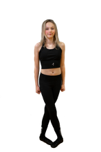 Load image into Gallery viewer, Strong Gold IrishDance Leggings, See-proof dark black, Pockets
