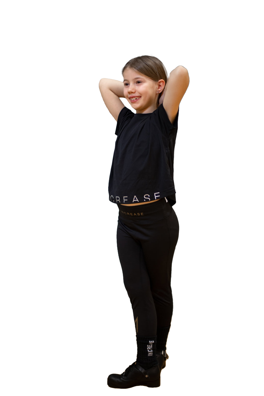 Kids-Cozy Gold IrishDance Leggings, see-proof dark black
