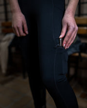 Load image into Gallery viewer, Strong Gold IrishDance Leggings, See-proof dark black, Pockets
